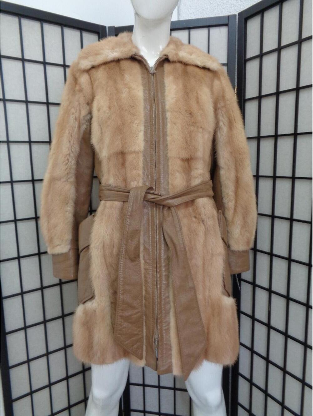 MINT CANADIAN PASTEL MINK FUR & LEATHER JACKET COAT WOMEN WOMAN SIZE 4 SMALL